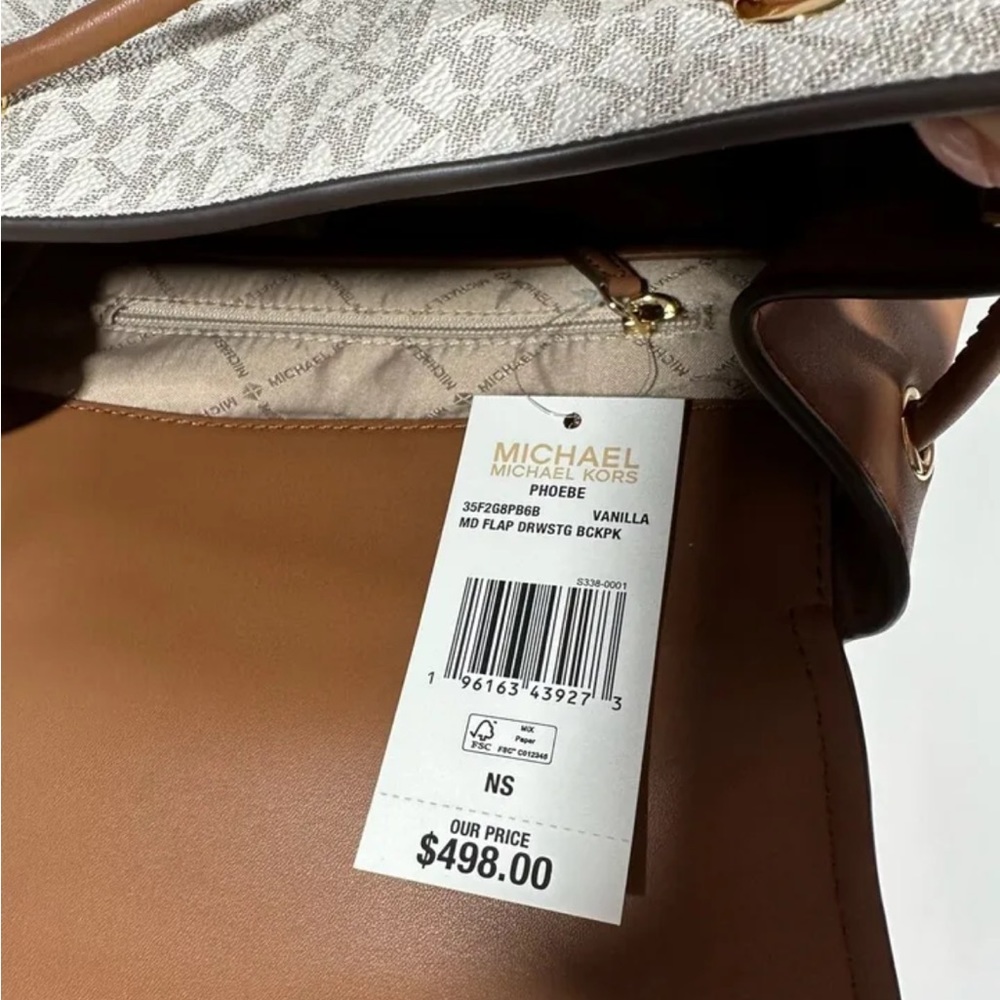 MICHAEL KORS PHOEBE MEDIUM DRAWSTRING BACKPACK SHOULDER BAG Vanilla NWT - Picture 7 of 7